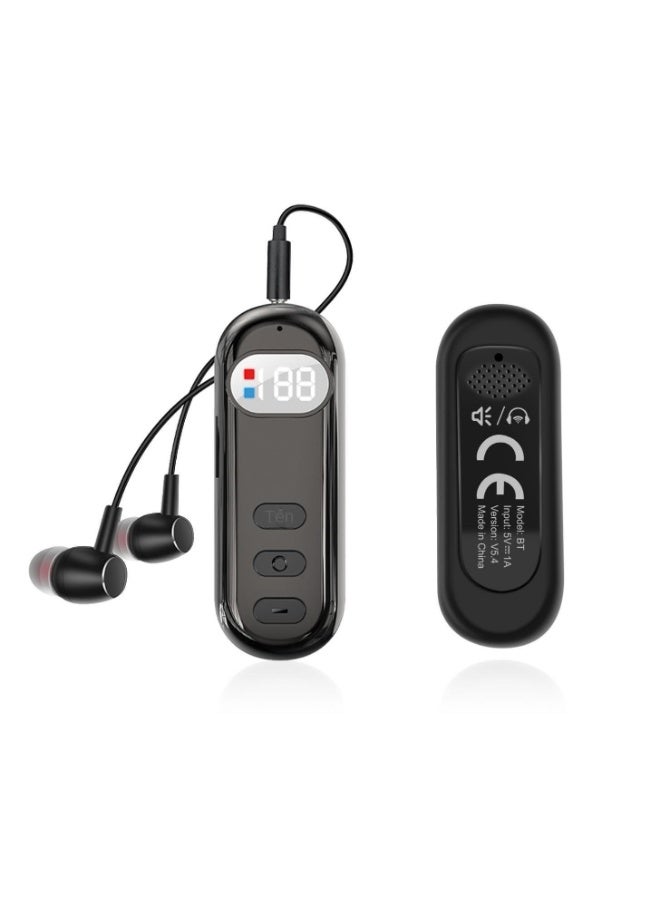 Bluetooth 5.4 Wireless Headset Retractable Earbuds Hands-Free Calling Audio Receiver with LED Display & Mic for Business & Sports - Image 1
